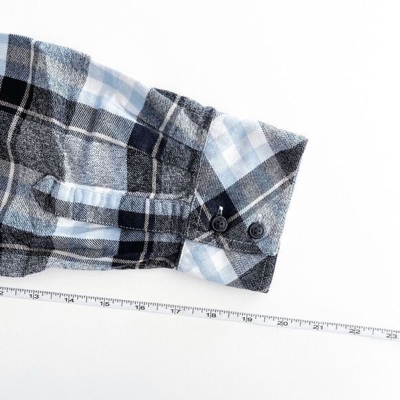 Billabong Mens Plaid Long Sleeves Flannel Button-Up Shirt Blue Black Size Large - Picture 7 of 9